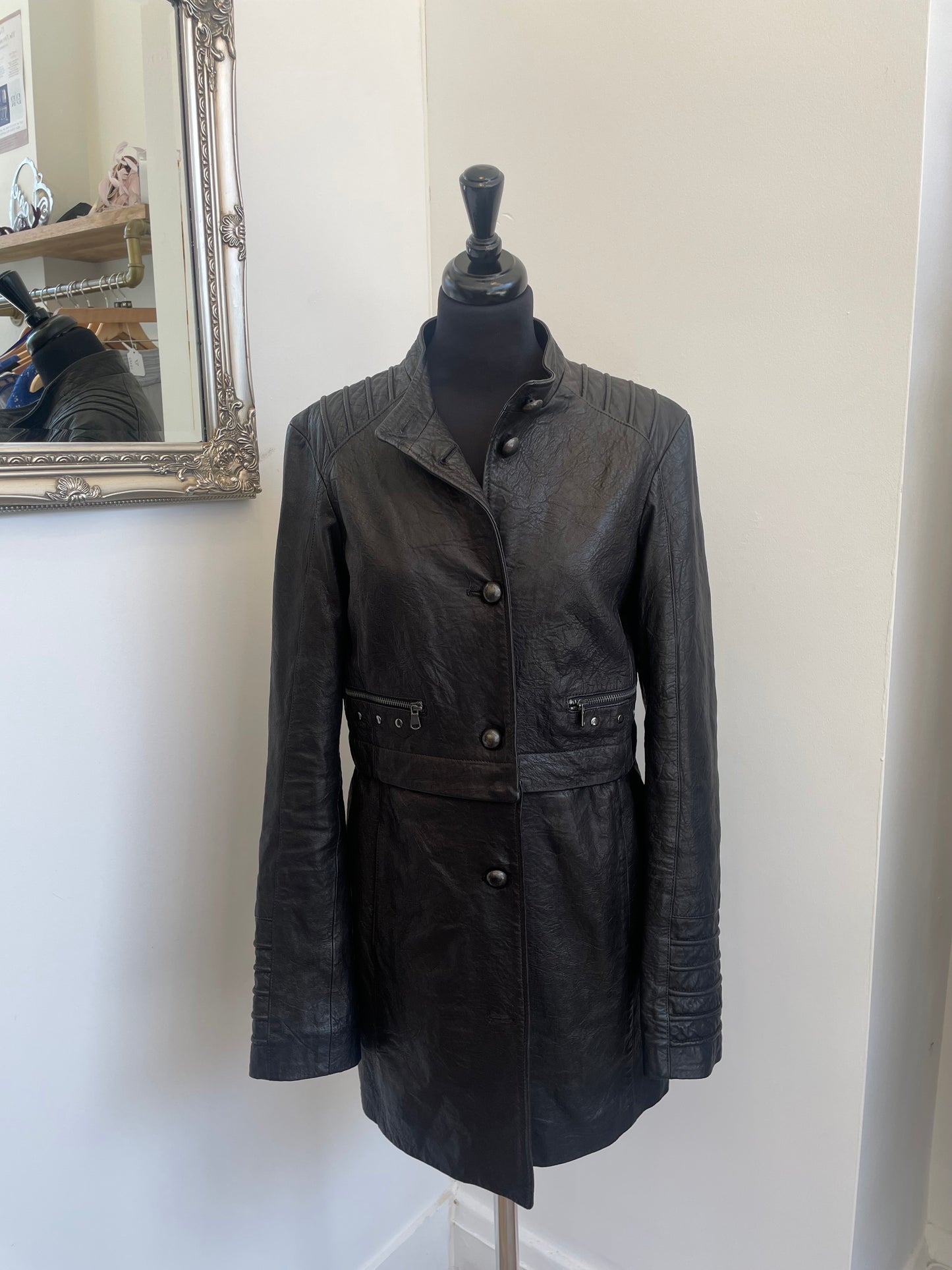 Italian Leather 2 way coat