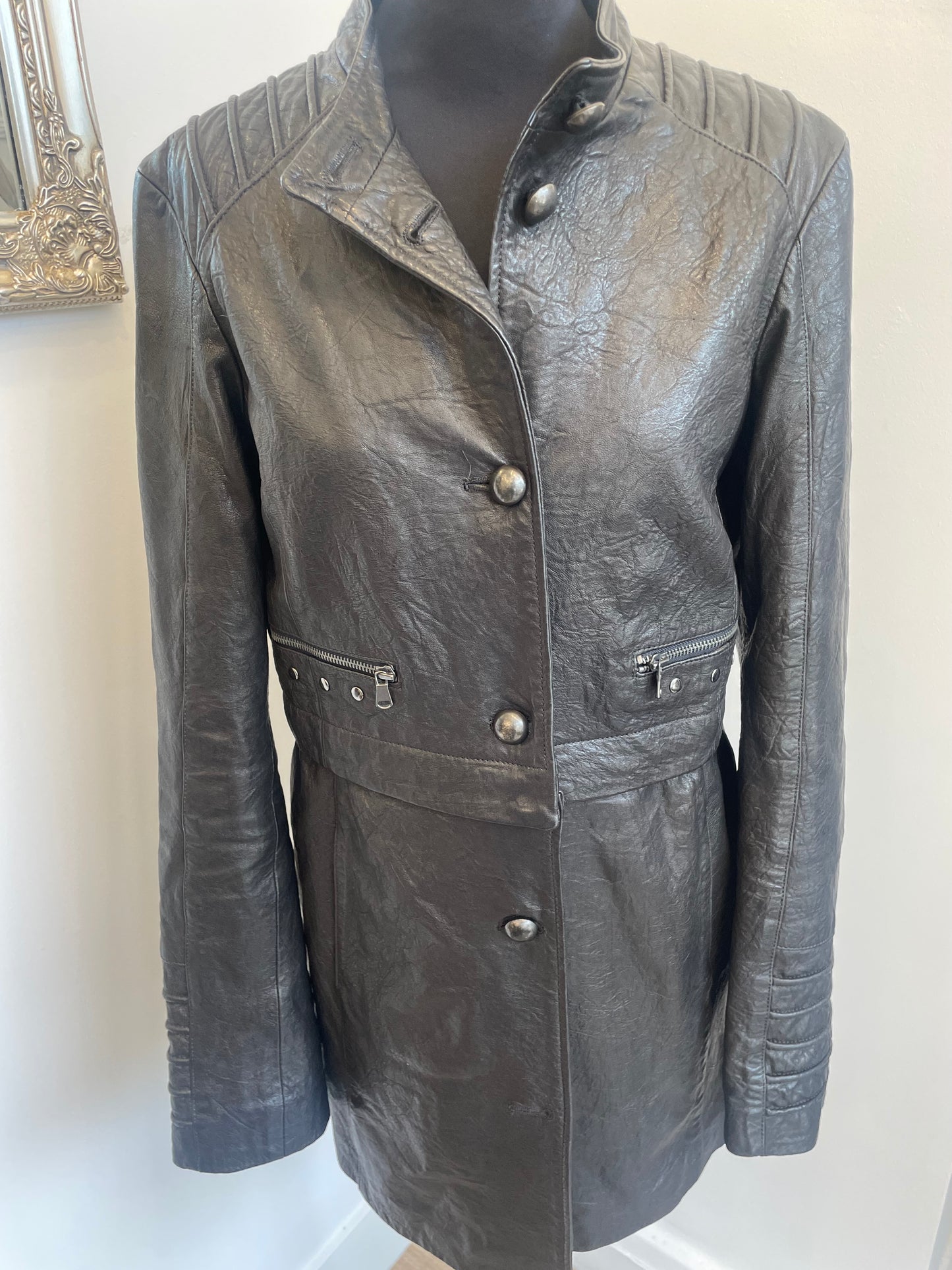 Italian Leather 2 way coat