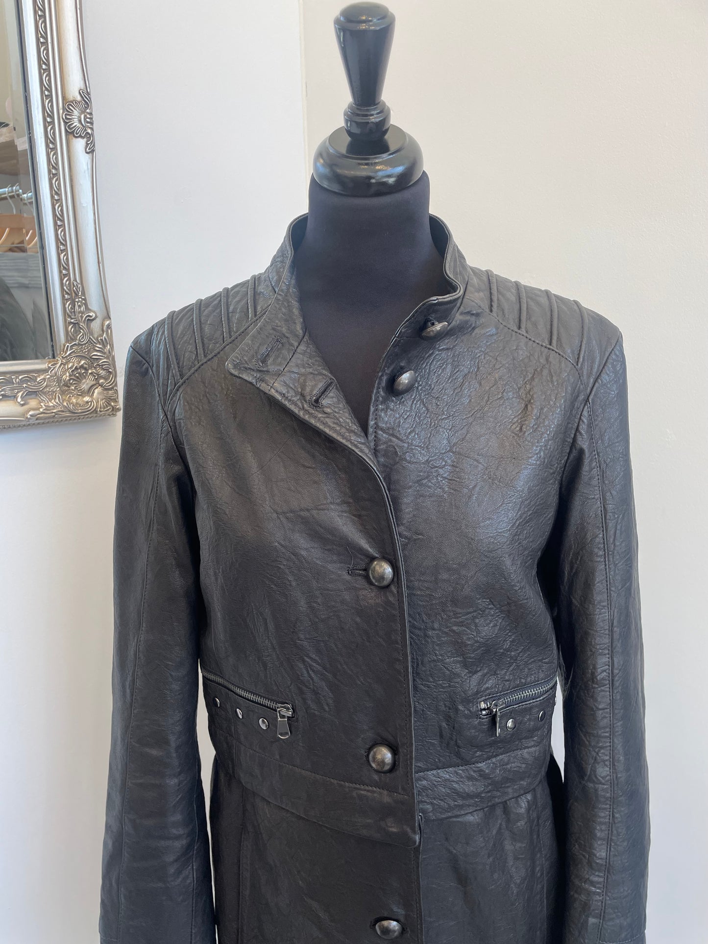 Italian Leather 2 way coat